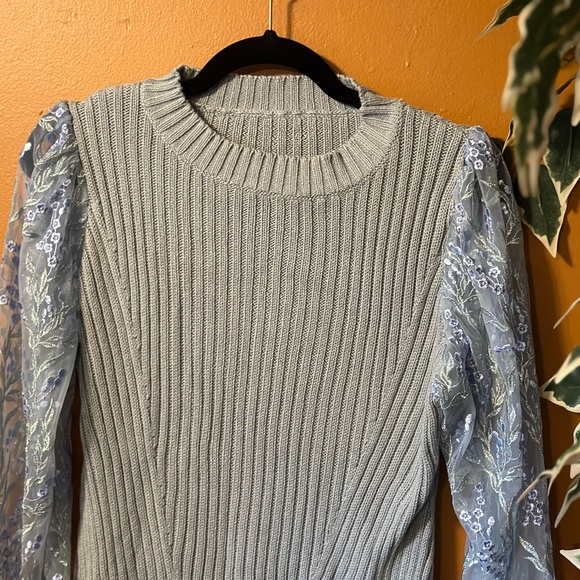 embellished mixed textile sweater - Picture 4 of 6